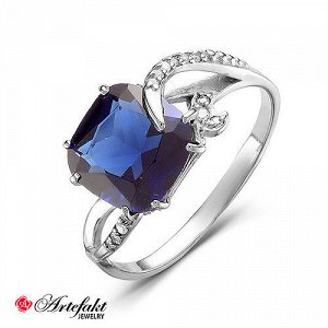 SALE Серебряное кольцо с синим фианитом - 353