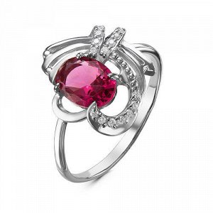 SALE Серебряное кольцо с фианитом цвета рубин 781