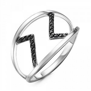 SALE Серебряное кольцо с черными фианитами - 672