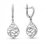 SALE Серебряные серьги с бесцветными фианитами - 050 - распродажа