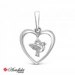SALE Серебряная подвеска &quot;Птичка&quot; с бесцветными фианитами - 610