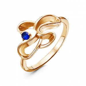 Позолоченное кольцо с фианитом синего цвета - 1402 - п