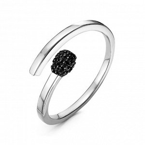 Серебряное кольцо "Спичка" с черными фианитами - 1194