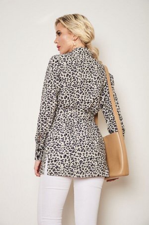 Рубашка Лорейн №1.Цвет:леопард/серый