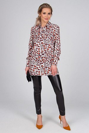 Рубашка Лорейн №2. Цвет:леопард/оранжевый