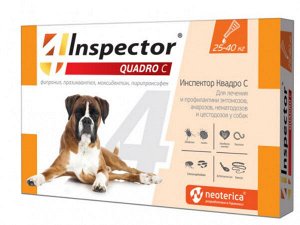 Inspector Quadro капли от внутренних и внешних паразитов для собак 25-40кг 4мл 1 пипетка