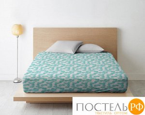 Простыня на резинке Ночь Нежна Тропики комп. 7537-2 Бязь 120гр.  160х200х20 полоса новая