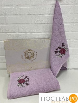 Набор полотенец Premium - Lika (50x90+70x140) хлопок 100% в подарочной коробке фиолет