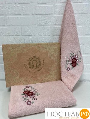 Набор полотенец Exclusive - Maria (50x90+70x140) хлопок 100% в подарочной коробке роз