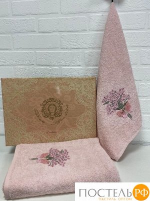Набор полотенец Exclusive - Homa (50x90+70x140) хлопок 100% в подарочной коробке роз