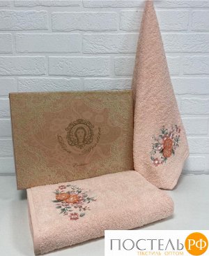 Набор полотенец Exclusive - Maria (50x90+70x140) хлопок 100% в подарочной коробке персик