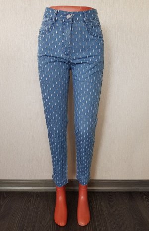 Зауженные голубые джинсы с прорезями 7/8 (ряд 44-56) арт. BL73049-160-4
