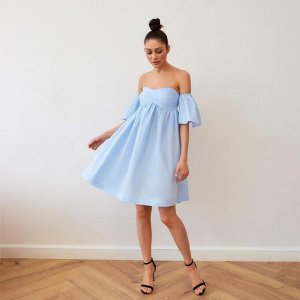 Платье с открытыми плечами MIST, размер 44, цвет голубой