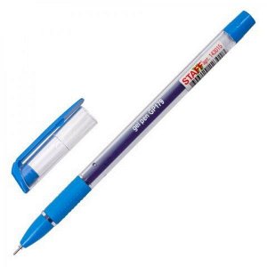 Ручка гелевая STAFF "College", СИНЯЯ, корпус прозрачный, игольчатый узел 0,6 мм, линия письма 0,3 мм, 143015