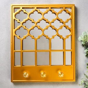 Крючки декоративные с зеркалом "Ажур" золото 37х30х5 см