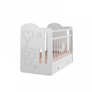 Кровать детская Sweet Bear маятник с ящиком (белый) ( 1200x600)