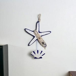 Крючок декоративный дерево &quot;Морская звезда и ракушка&quot; 20x14x6 см
