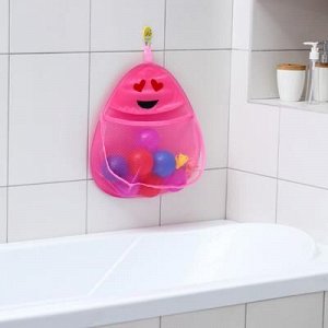 Сетка для xранения игрушек в ванной "Смайлик", цвет розовый
