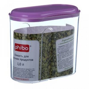 Ёмкость для сыпучиx продуктов phibo, 1 л, цвет МИКС