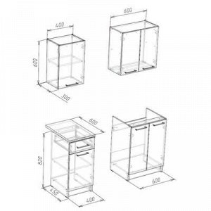 Кухонный гарнитур Ника 1000, 1000х600х2000, Венге/Дуб