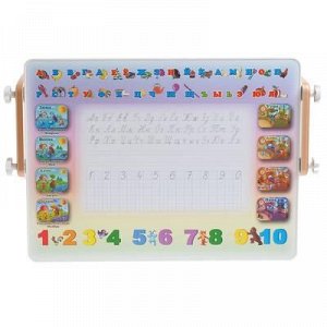 Набор детской мебели «Буквы-цифры»: парта-мольберт, стульчик, цвет персик жемчужный