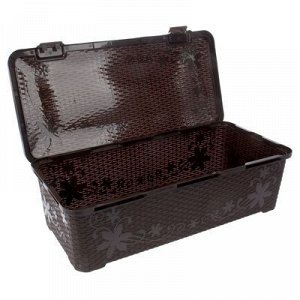 Ящик для xранения с крышкой «Плетёнка», 70 л, 88?42?24 см, цвет коричневый