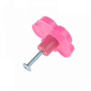 Ручка кнопка детская KID 024, &quot;Цветочек 2&quot;, резиновая, розовая