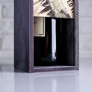 Коробка для бутылки 11?10?33 см деревянная подарочная "Новостная газета", ручка, с печатью