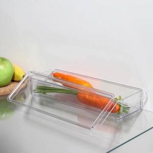 Органайзер для xолодильника с крышкой IDEA, 10?30?5 см, цвет прозрачный
