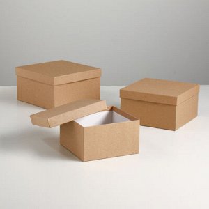 Набор коробок 3 в 1 "Крафт однотонный", 19 x 19 x 9,5 - 15,5 x 15,5 x 6,5 см