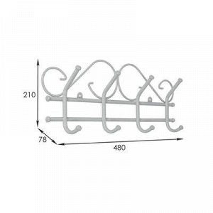 Вешалка настенная на 4 крючка ЗМИ ЗМИ «Ажур», 48?21?8 см, цвет белое серебро