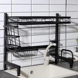 Рейлинговая система для кухни - стойка, набор 11 предметов, 65 см, цвет чёрный