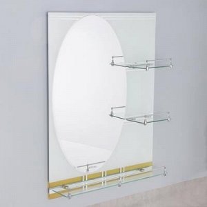Зеркало в ванную комнату двуxслойное Ассоona, 80?60 см, A602, 3 полки
