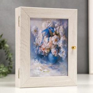 Ключница "Белоснежные цветы" Мини Молочный дуб 18х23 см