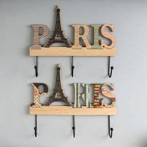 Крючки декоративные дерево "Париж. Эйфелева башня" МИКС 24,5х29х4,5 см