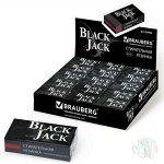 Ластик BRAUBERG &quot;BlackJack&quot; в карт. держ, 40х20х11мм, трёхслойная, полимер, цвет чёрн