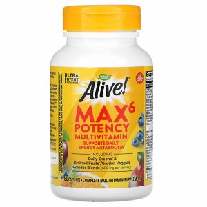 Nature's Way, Alive! Max6 Potency, мультивитамины повышенной эффективности, без добавления железа, 90 капсул