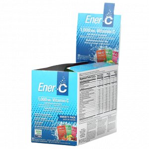Ener-C, витамин C, смесь для приготовления мультивитаминного напитка, ассорти, 1000 мг, 30 пакетиков, 282,9 г (9,9 унции) в каждом