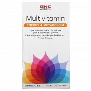 GNC, мультивитамины для женщин, поддержка выработки энергии и метаболизма, 180 капсул