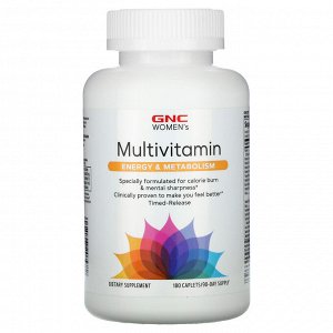 GNC, мультивитамины для женщин, поддержка выработки энергии и метаболизма, 180 капсул