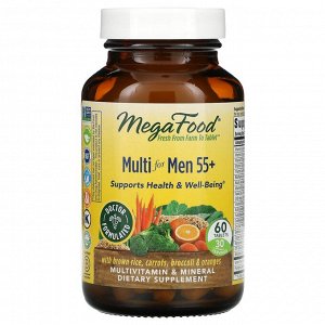 MegaFood, Multi for Men 55+, мультивитамины для мужчин старше 55 лет, 60 таблеток