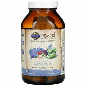 Garden of Life, MyKind Organics, мультивитамины для мужчин, цельный мультивитамин, 120 растительных таблеток