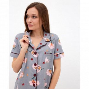 Пижама женская (рубашка и шорты) KAFTAN «Цветы».