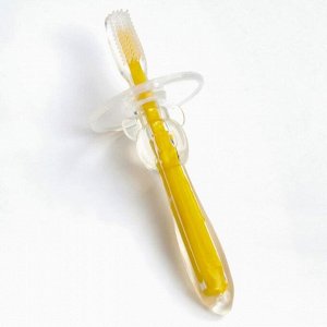 Зубная щётка детская, силиконовая с ограничителем, от 0 мес., цвет жёлтый