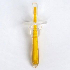 Зубная щётка детская, силиконовая с ограничителем, от 0 мес., цвет жёлтый