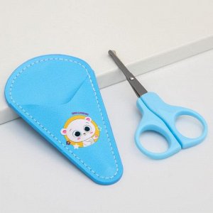 Детские, безопасные, маникюрные ножницы «Мишка», цвет голубой