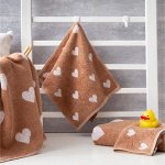 Полотенце махровое Крошка Я «Сердечки» 30х60 см, цв.мокко, 100% хл, 360гр/м2