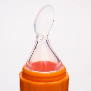 Бутылочка для кормления с ложкой, силикон, 90 мл, Цвета МИКС