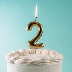 Свеча для торта "Цифра 0", золотая 8,5 см