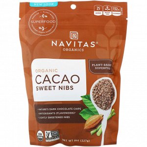 Navitas Organics, Органические сладкие перья какао, 8 унций (227 г)